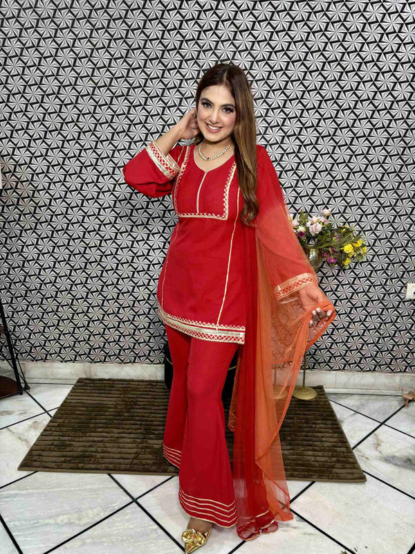 Red gotta patti coord set