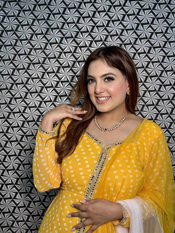 yellow anarkali coord set