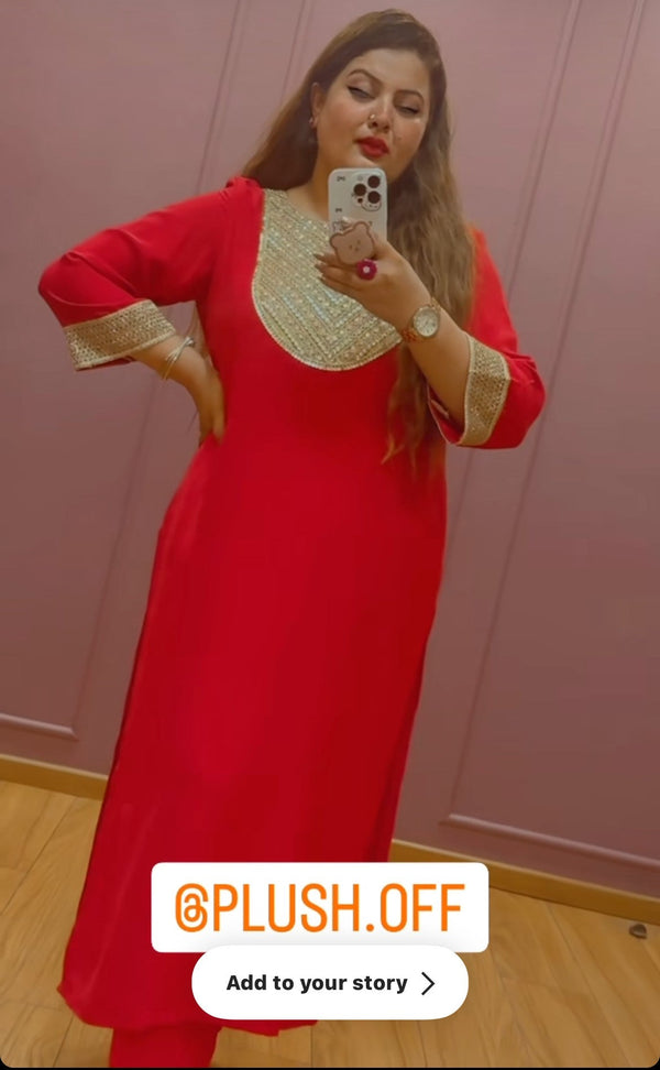 Red Kurti Set