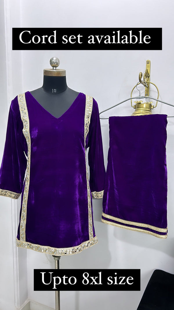 Purple Velvet Coord Set