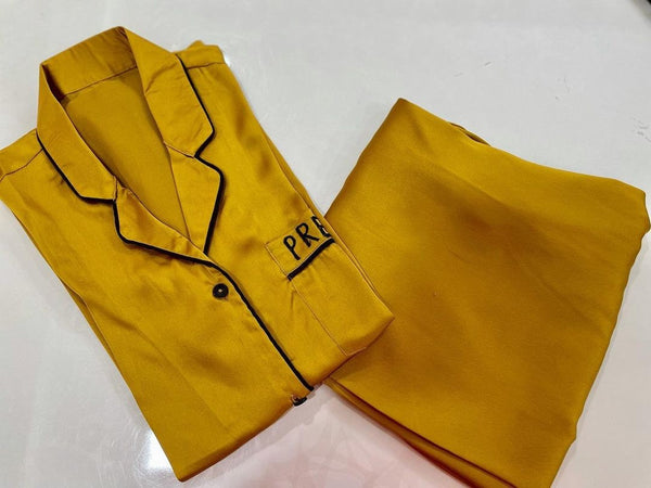 Mustard Nightsuits With Name Customisation