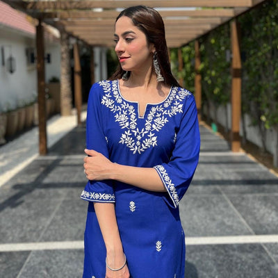 Navy Blue Kurti Set