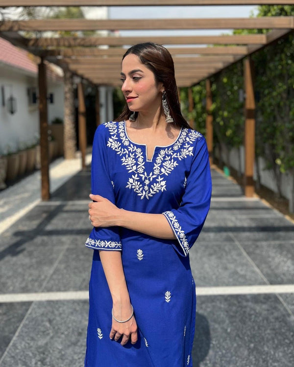 Navy Blue Kurti Set