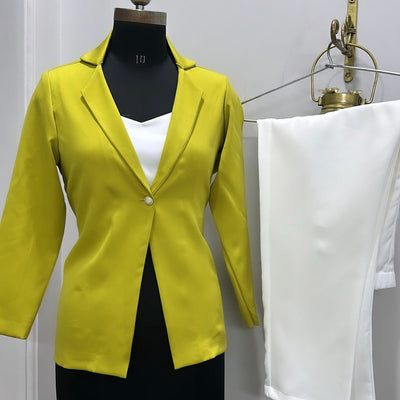 Lime Green Blazer Set With Bustier