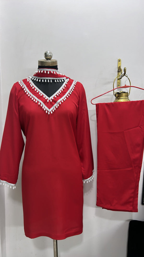 Red Pearl Coord Set