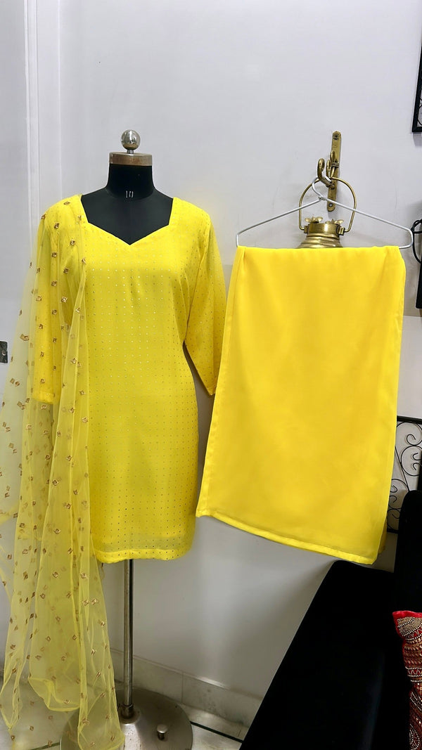 Mukaish Work Suit Set With Sharara