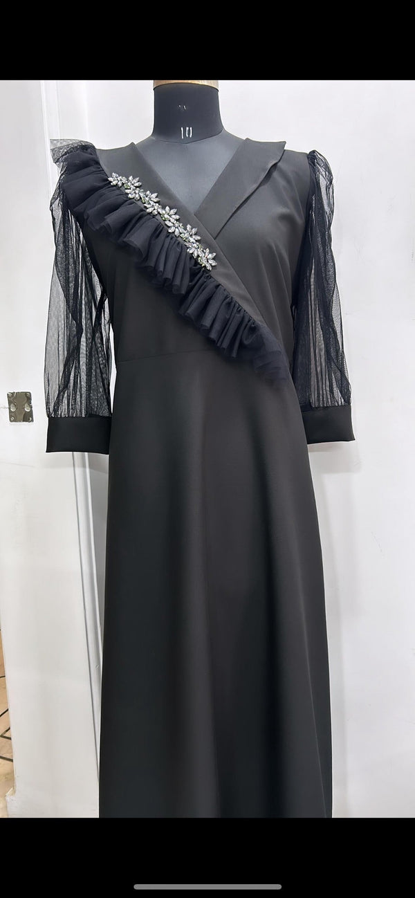 Ruffle Dress With Stone Work