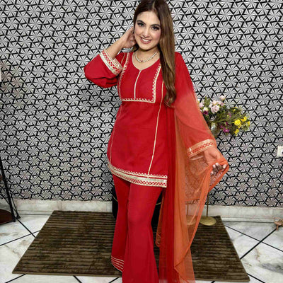 Red gotta patti coord set