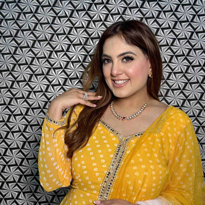 yellow anarkali coord set
