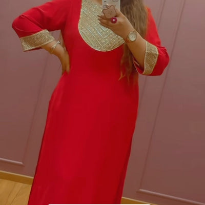 Red Kurti Set