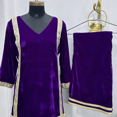 Purple Velvet Coord Set