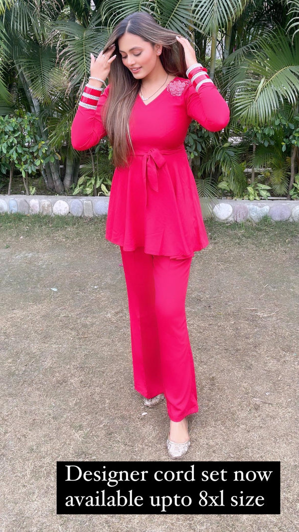 Red Coord Set With Belt