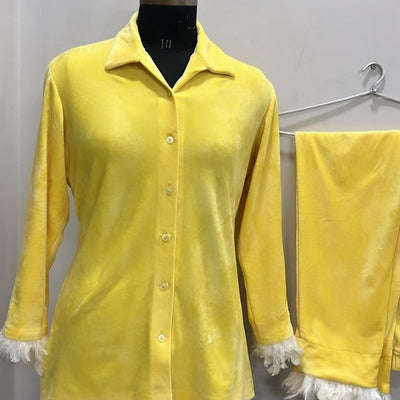 Yellow Velvet Coord Set